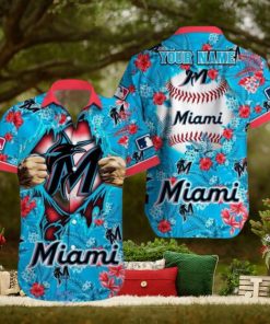 Miami Marlins MLB All Over printed 3D Hawaiian Shirt Custom Name