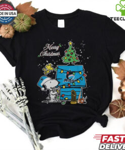 Miami Marlins Merry Christmas With Snoopy Baby T Shirt