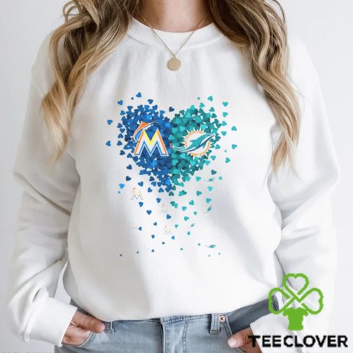 Miami Marlins Miami Dolphins Tiny Heart Shape 2023 T Shirt