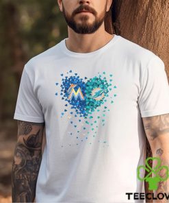 Miami Marlins Miami Dolphins Tiny Heart Shape 2023 T Shirt