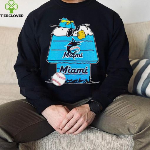 Miami Marlins Snoopy And Woodstock The Peanuts Baseball shirt mens t shirt