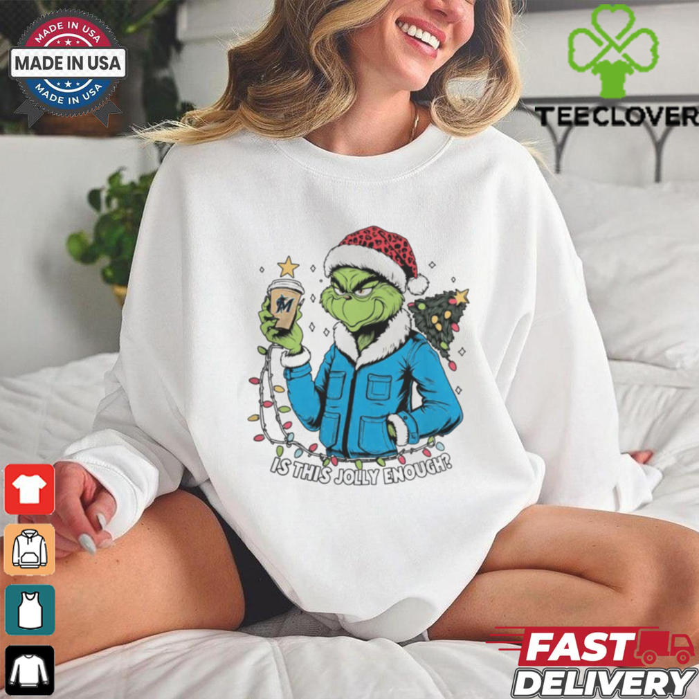 Miami Marlins x Santa Grinch Is This Jolly Enough Merry Christmas Shirt Miami Marlins x Santa Grinch Is This Jolly Enough Merry Christmas Shirt