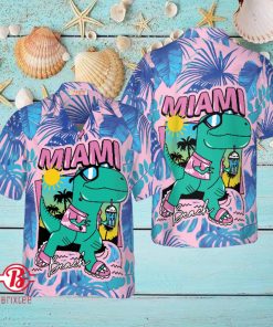Miami South Beach Cool T  Rex Dinosaur Hawaiian Shirt