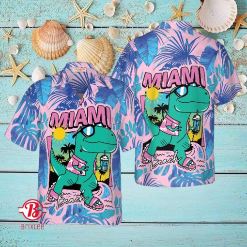 Miami South Beach Cool T Rex Dinosaur Hawaiian Shirt