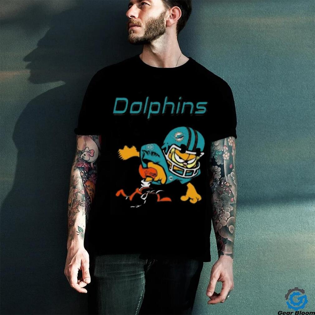 Miami dolphins garfield cat grumpy football player shirt Miami dolphins garfield cat grumpy football player shirt