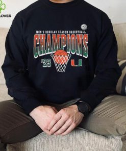 Miami hurricanes women’s black 2023 acc men’s basketball regular season champions shirt