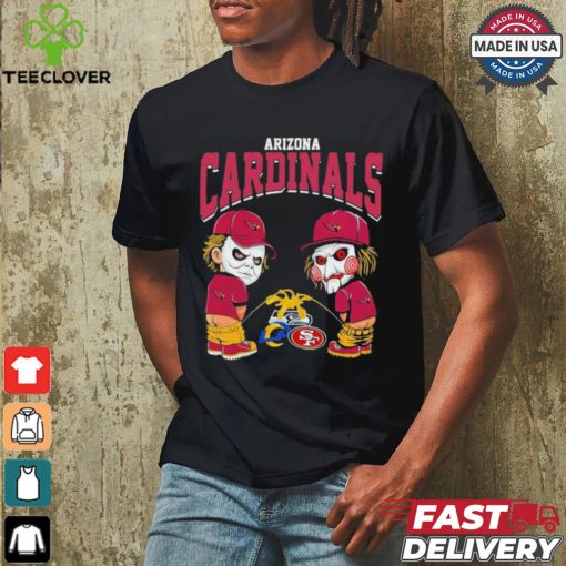 Michael Myers And Billy The Puppet X Arizona Cardinals Pee On NFL Teams Halloween Shirt