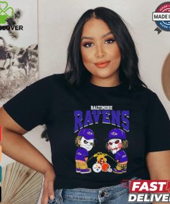 Michael Myers And Billy The Puppet X Baltimore Ravens Pee On NFL Teams Halloween Shirt