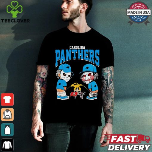 Michael Myers And Billy The Puppet X Carolina Panthers Pee On NFL Teams Halloween Shirt
