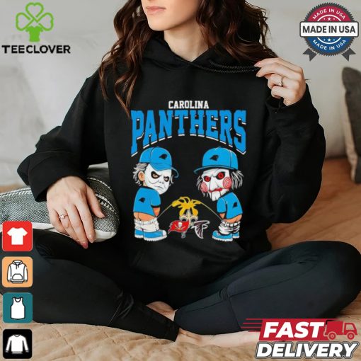 Michael Myers And Billy The Puppet X Carolina Panthers Pee On NFL Teams Halloween Shirt