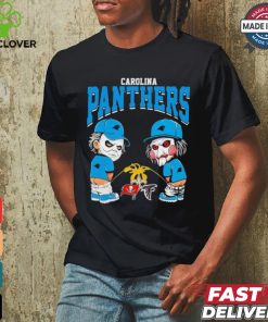 Michael Myers And Billy The Puppet X Carolina Panthers Pee On NFL Teams Halloween Shirt