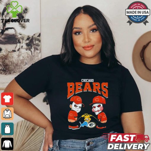 Michael Myers And Billy The Puppet X Chicago Bears Pee On NFL Teams Halloween Shirt