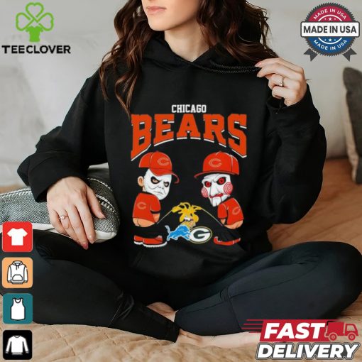 Michael Myers And Billy The Puppet X Chicago Bears Pee On NFL Teams Halloween Shirt