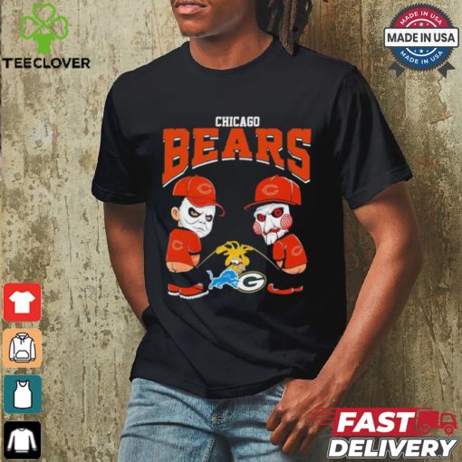 Michael Myers And Billy The Puppet X Chicago Bears Pee On NFL Teams Halloween Shirt