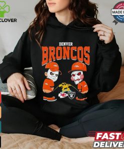 Michael Myers And Billy The Puppet X Denver Broncos Pee On NFL Teams Halloween Shirt