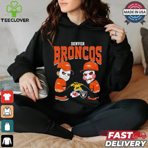 Michael Myers And Billy The Puppet X Denver Broncos Pee On NFL Teams Halloween Shirt