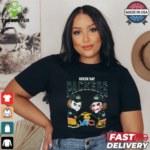 Michael Myers And Billy The Puppet X Green Bay Packers Pee On NFL Teams Halloween Shirt