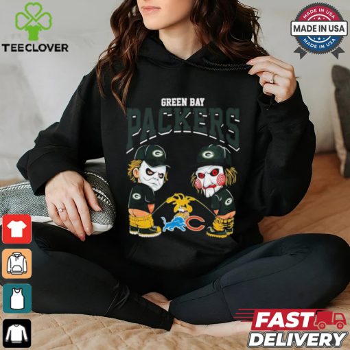 Michael Myers And Billy The Puppet X Green Bay Packers Pee On NFL Teams Halloween Shirt