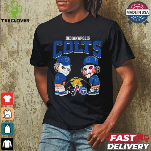 Michael Myers And Billy The Puppet X Indianapolis Colts Pee On NFL Teams Halloween Shirt
