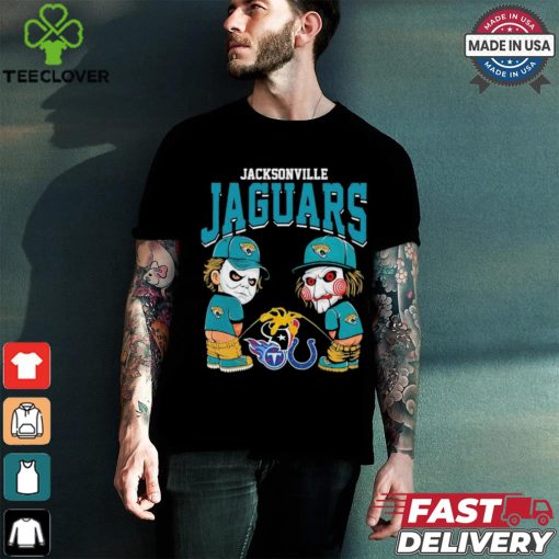 Michael Myers And Billy The Puppet X Jacksonville Jaguars Pee On NFL Teams Halloween Shirt