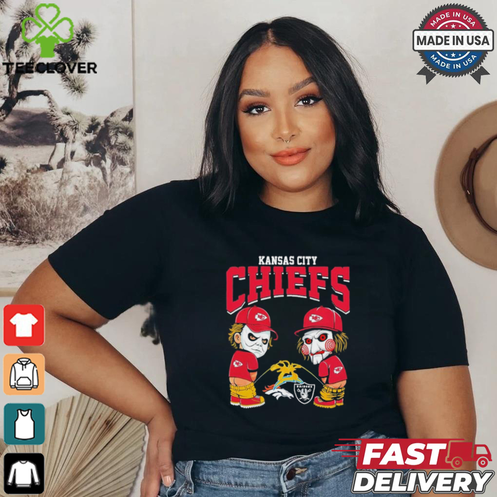 Michael Myers And Billy The Puppet X Kansas City Chiefs Pee On NFL Teams Halloween Shirt Michael Myers And Billy The Puppet X Kansas City Chiefs Pee On NFL Teams Halloween Shirt