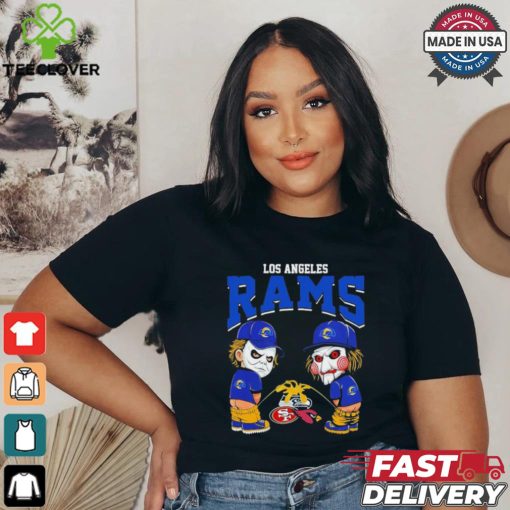Michael Myers And Billy The Puppet X Los Angeles Rams Pee On NFL Teams Halloween Shirt