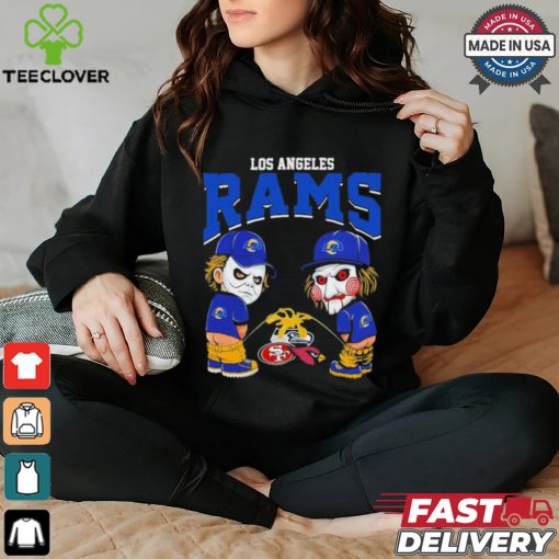 Michael Myers And Billy The Puppet X Los Angeles Rams Pee On NFL Teams Halloween Shirt