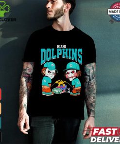 Michael Myers And Billy The Puppet X Miami Dolphins Pee On NFL Teams Halloween Shirt
