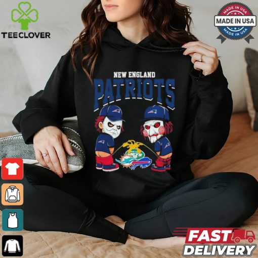 Michael Myers And Billy The Puppet X New England Patriots Pee On NFL Teams Halloween Shirt