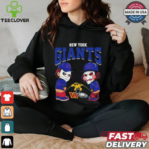 Michael Myers And Billy The Puppet X New York Giants Pee On NFL Teams Halloween Shirt