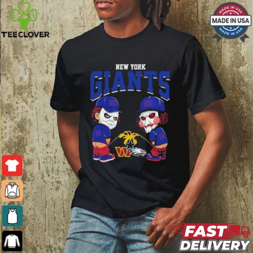 Michael Myers And Billy The Puppet X New York Giants Pee On NFL Teams Halloween Shirt