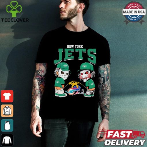 Michael Myers And Billy The Puppet X New York Jets Pee On NFL Teams Halloween Shirt