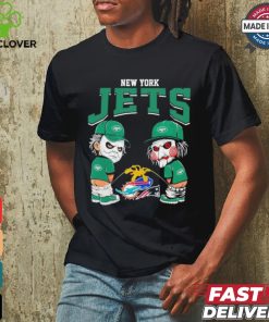 Michael Myers And Billy The Puppet X New York Jets Pee On NFL Teams Halloween Shirt