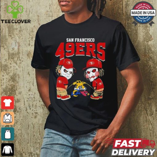 Michael Myers And Billy The Puppet X San Francisco 49ers Pee On NFL Teams Halloween Shirt