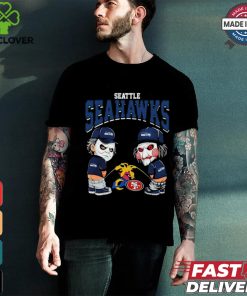 Michael Myers And Billy The Puppet X Seattle Seahawks Pee On NFL Teams Halloween Shirt