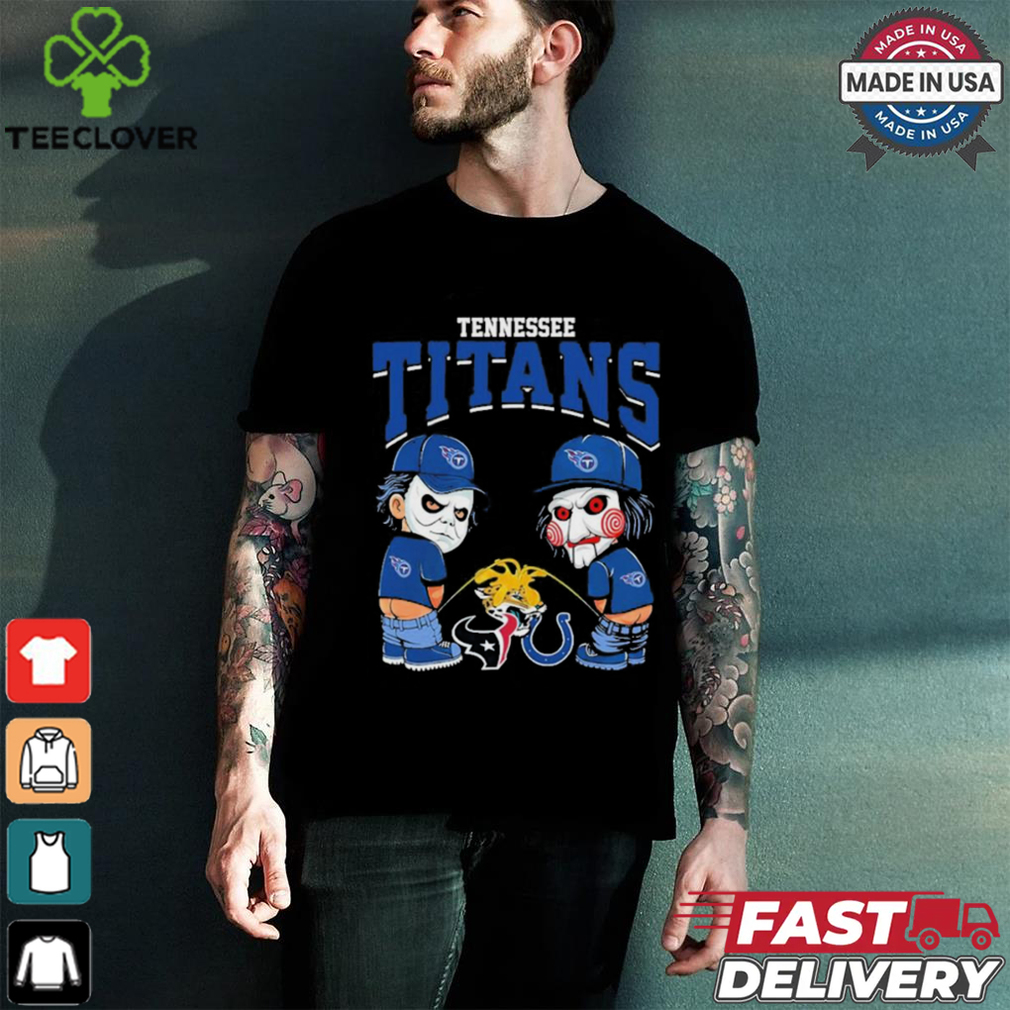 Michael Myers And Billy The Puppet X Tennessee Titans Pee On NFL Teams Halloween Shirt Michael Myers And Billy The Puppet X Tennessee Titans Pee On NFL Teams Halloween Shirt