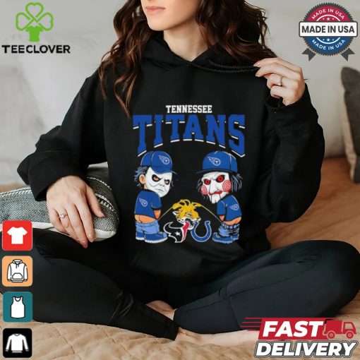 Michael Myers And Billy The Puppet X Tennessee Titans Pee On NFL Teams Halloween Shirt