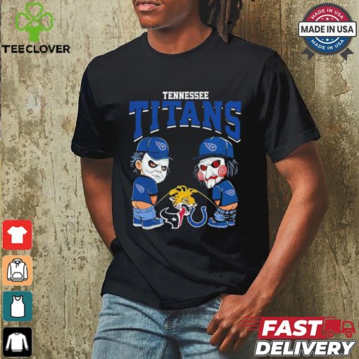 Michael Myers And Billy The Puppet X Tennessee Titans Pee On NFL Teams Halloween Shirt