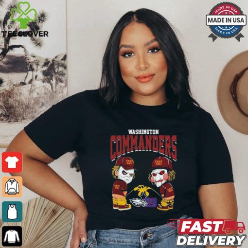 Michael Myers And Billy The Puppet X Washington Commanders Pee On NFL Teams Halloween Shirt