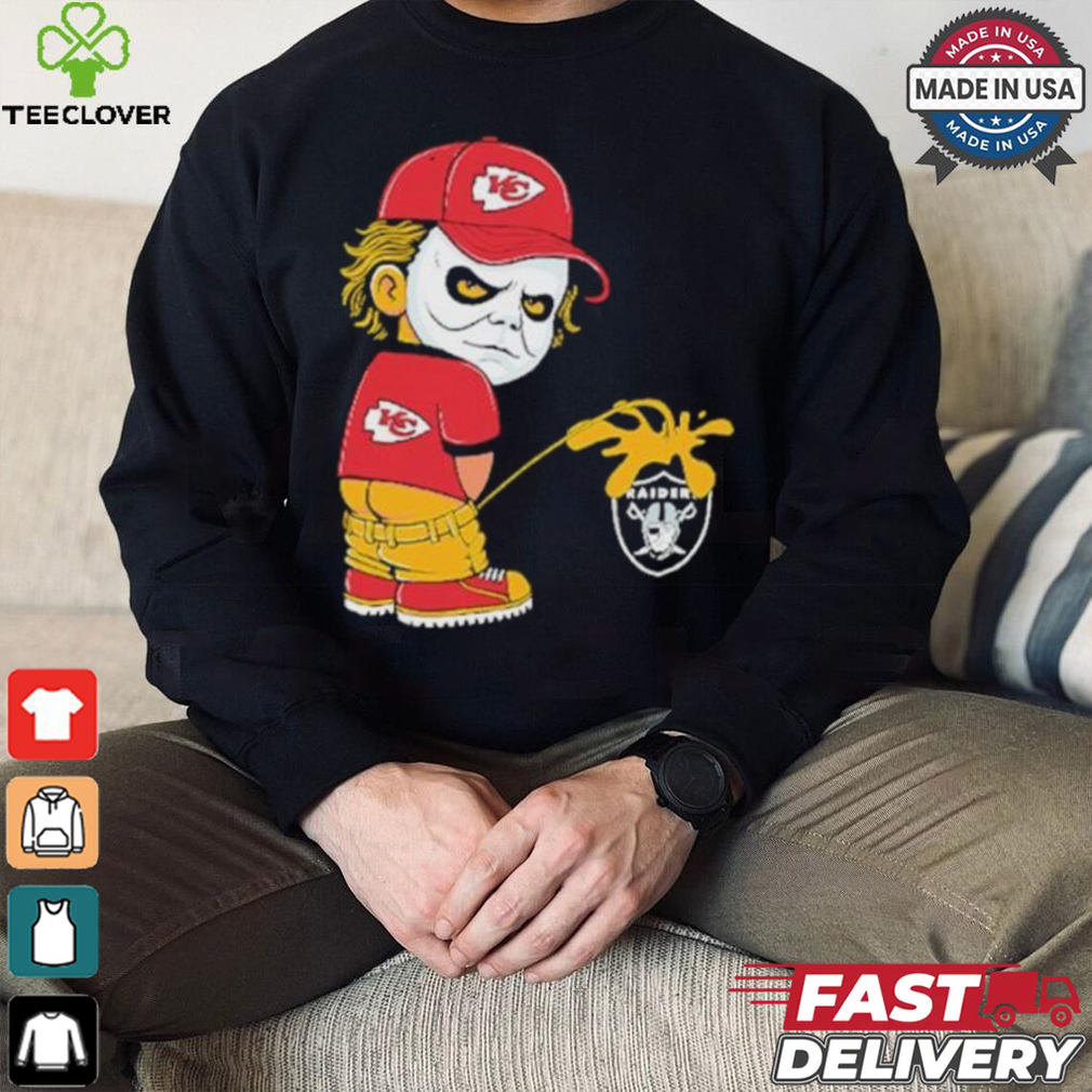 Michael Myers X Kansas City Chiefs Pee On Las Vegas Raiders Shirt Michael Myers X Kansas City Chiefs Pee On Las Vegas Raiders Shirt
