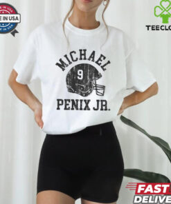 Michael Penix Jr. Atlanta Falcons NFL Football Helmet Font Vintage Shirt, featuring a retro-inspired design with Michael Penix Jr.'s name and the Atlanta Falcons' helmet logo in a classic football font. This shirt blends a vintage style with modern flair, perfect for fans who want to honor both the player and the team with a unique, throwback look.