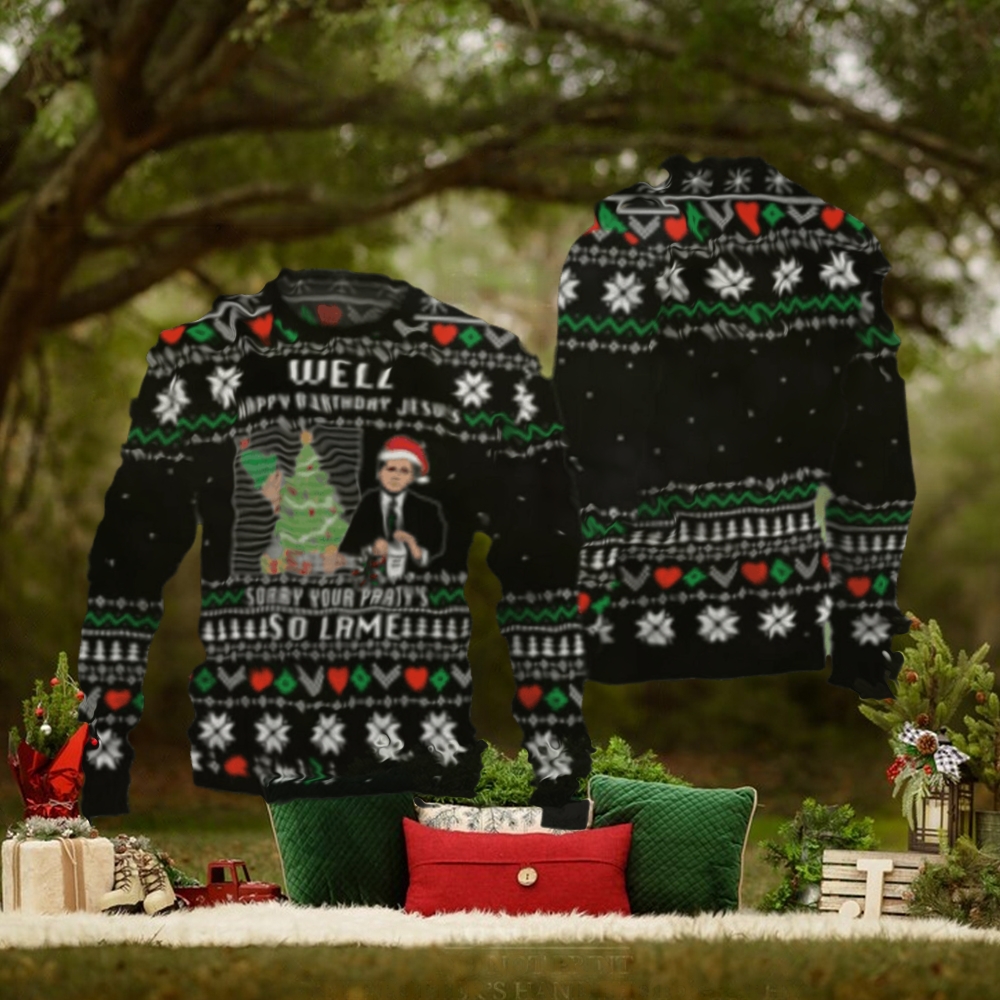 Michael Scott The Office Happy Birthday Jesus 3D Sweater Michael Scott The Office Happy Birthday Jesus 3D Sweater