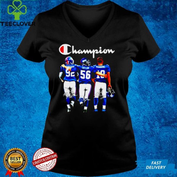 Michael Strahan Lawrence Taylor and Eli Manning New York Giants Champion signatures hoodie, sweater, longsleeve, shirt v-neck, t-shirt