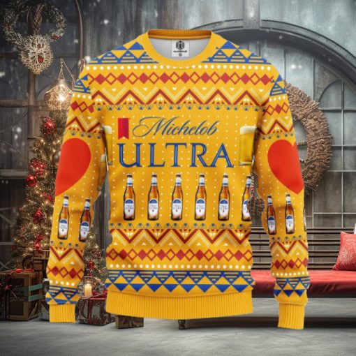 Michelob Ultra Beer Merry Xmas AOP Print Christmas Ugly Sweater For Men Women