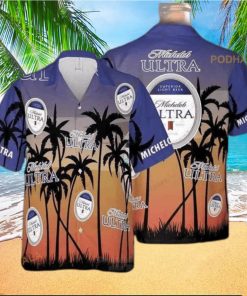 Michelob Ultra Funny Hawaiian Shirt Palm Tree Beach Vacation Gift