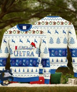 Michelob Ultra Reindeer Snowy Night Ugly Sweater, Christmas Gift Apparel, Merry Ugly Christmas Sweater