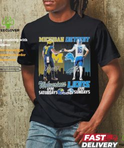 Michigan Donovan Edwards And Detroit Jared Goff On Saturdays And On Sundays Shirt