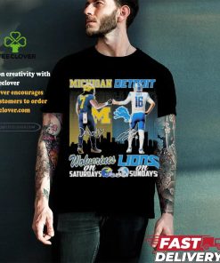 Michigan Donovan Edwards And Detroit Jared Goff On Saturdays And On Sundays Shirt 3 Michigan Donovan Edwards And Detroit Jared Goff On Saturdays And On Sundays Shirt