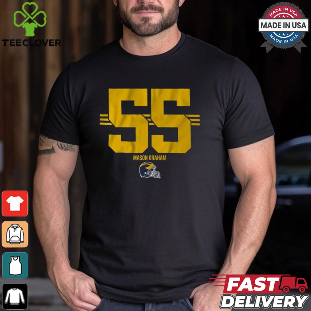 Michigan Football Mason Graham 55 Stripe Shirt Michigan Football Mason Graham 55 Stripe Shirt