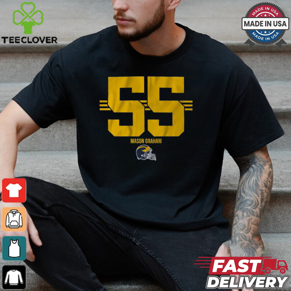 Michigan Football Mason Graham 55 Stripe Shirt Michigan Football Mason Graham 55 Stripe Shirt